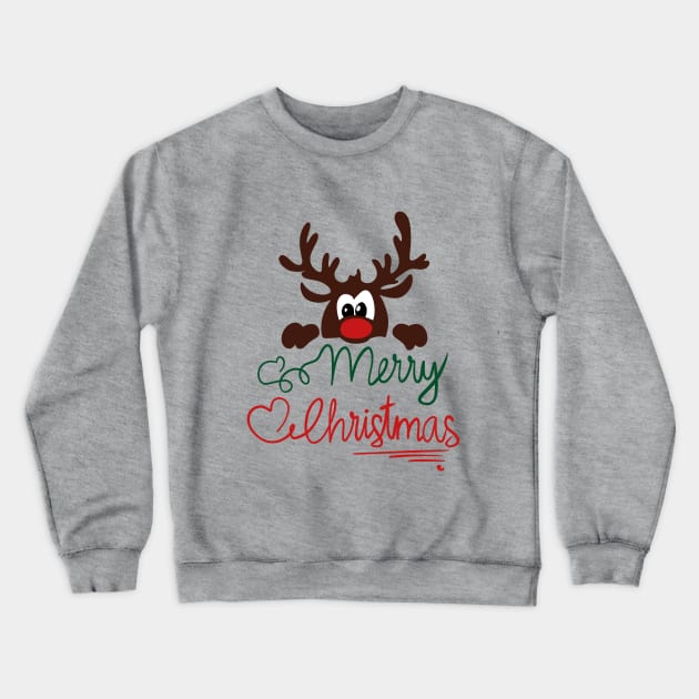 Cute Christmas reindeer Crewneck Sweatshirt by DvR-Designs